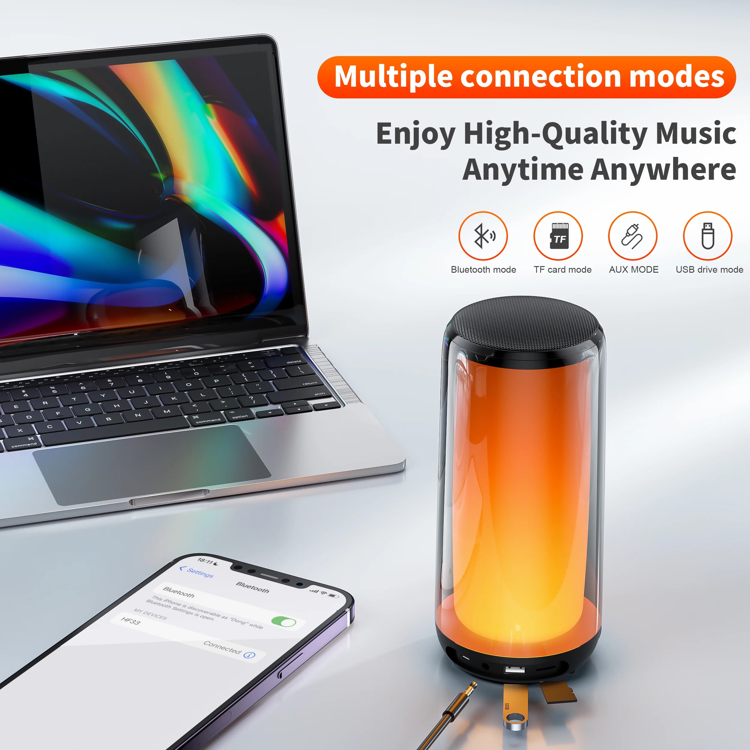 QERE Bluetooth Speaker with Hi-Res 10W Audio,Wireless HiFi Portable Speaker IPX5 Waterproof,Outdoor Multiple connection modes,