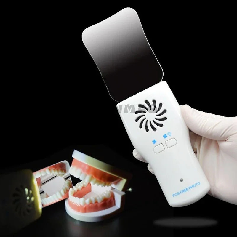 Orthodontic Mirror with Light, Anti Fog, Double-sided Stainless Steel Reflector for Orthodontic Photography