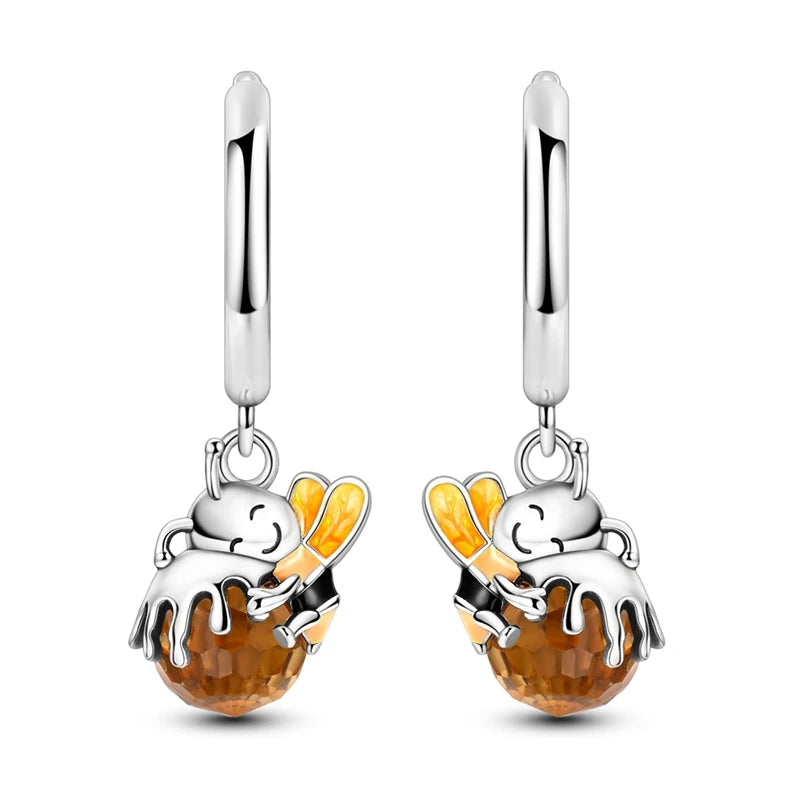 925 Sterling Silver Earrings Mushroom Glowing Firefly Cherry Bee Earring For Women Wedding Engagement Party Fashion Jewelry Gift
