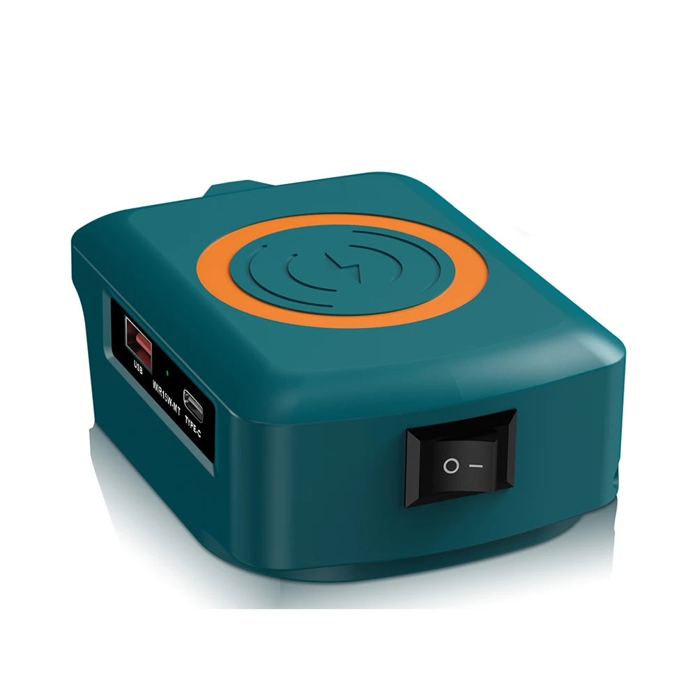 For Makita/Dewalt/Milwaukee 18V 20V Lithium Battery Wireless Charging Adapter Type C USB Charger Adapter Charging for Phone