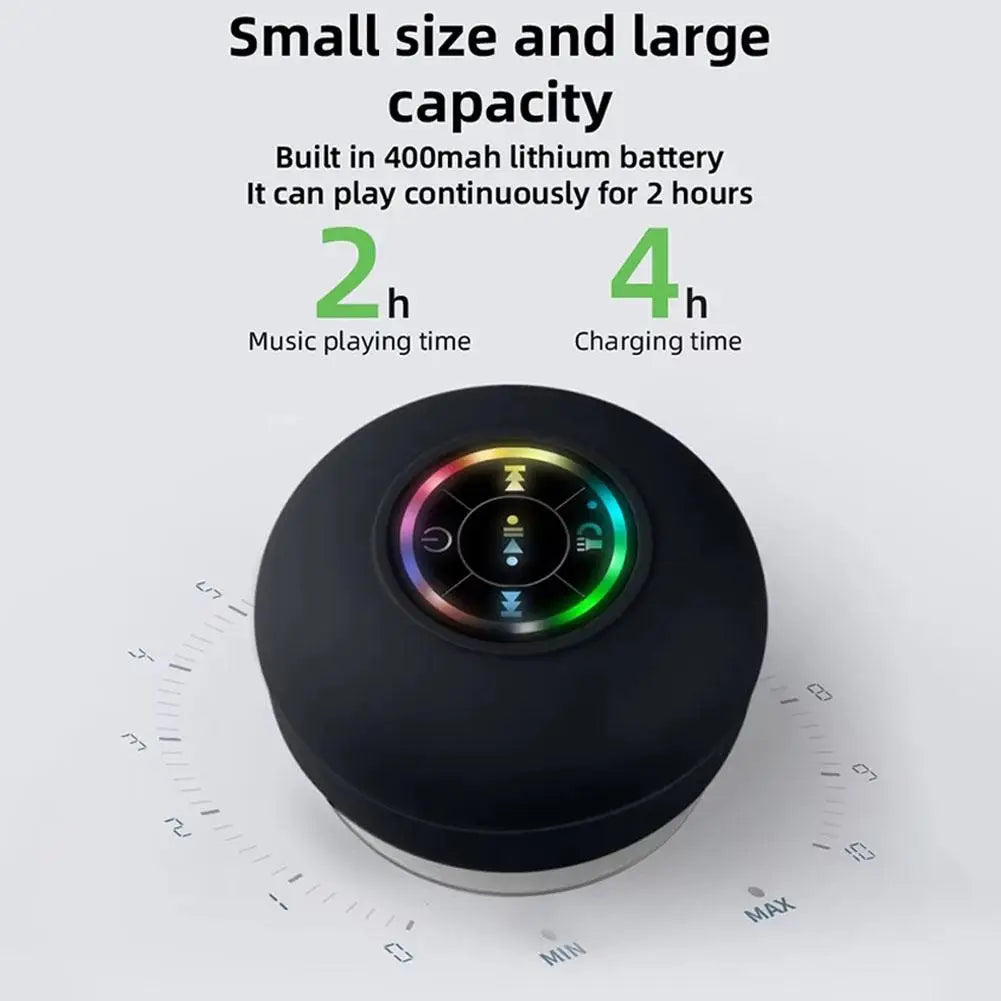 Portable Wireless Bluetooth Speaker LED IPX4 Waterproof Loudspeaker Outdoor Bathroom Large Suction Cup Mini Stereo Sound Box