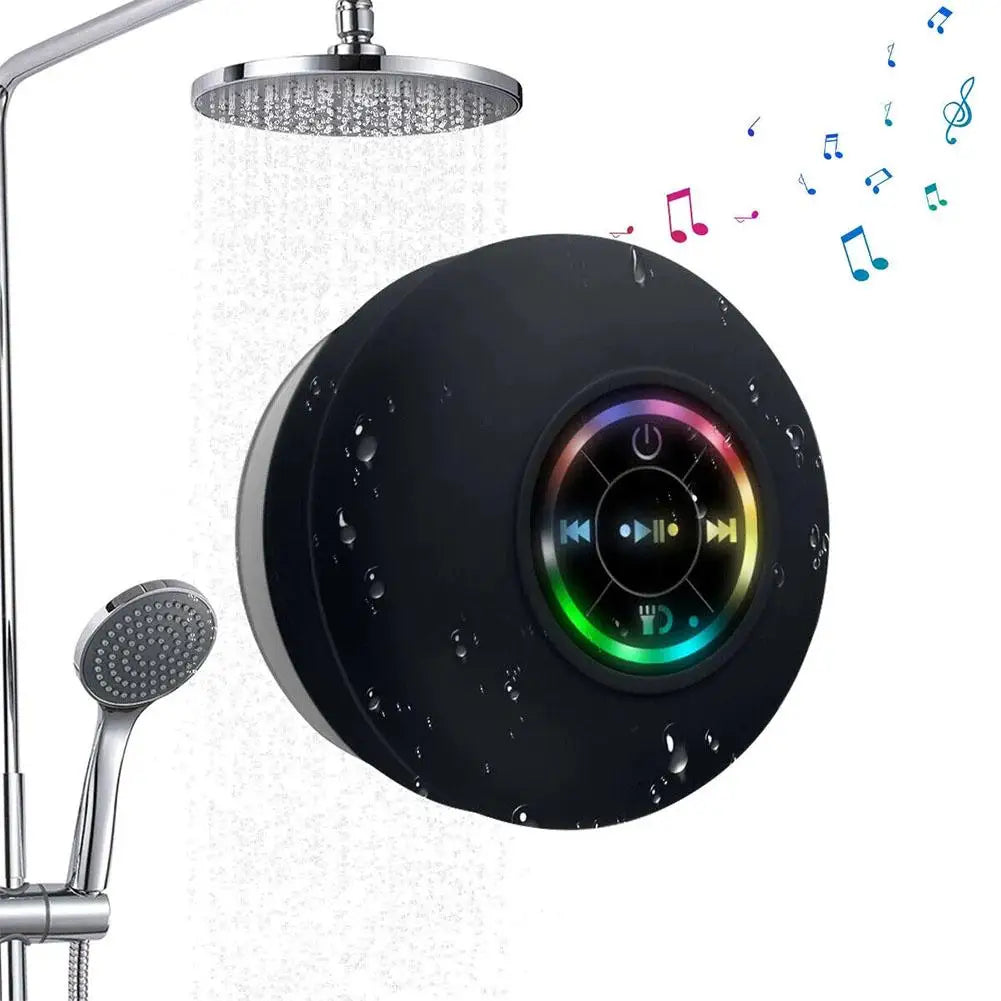 Bathroom Waterproof Bluetooth Speaker with RGB LED Light Mini Outdoor Travel Portable Wireless Shower Suction Cup Speakers