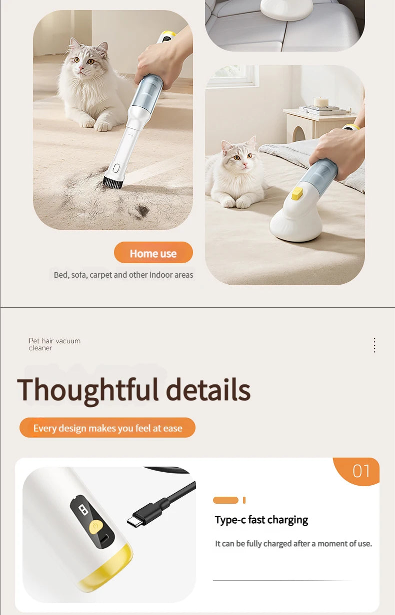 Multifunctional pet vacuum cleaner with advanced cyclonic technology for long lasting suction and pet hair removal