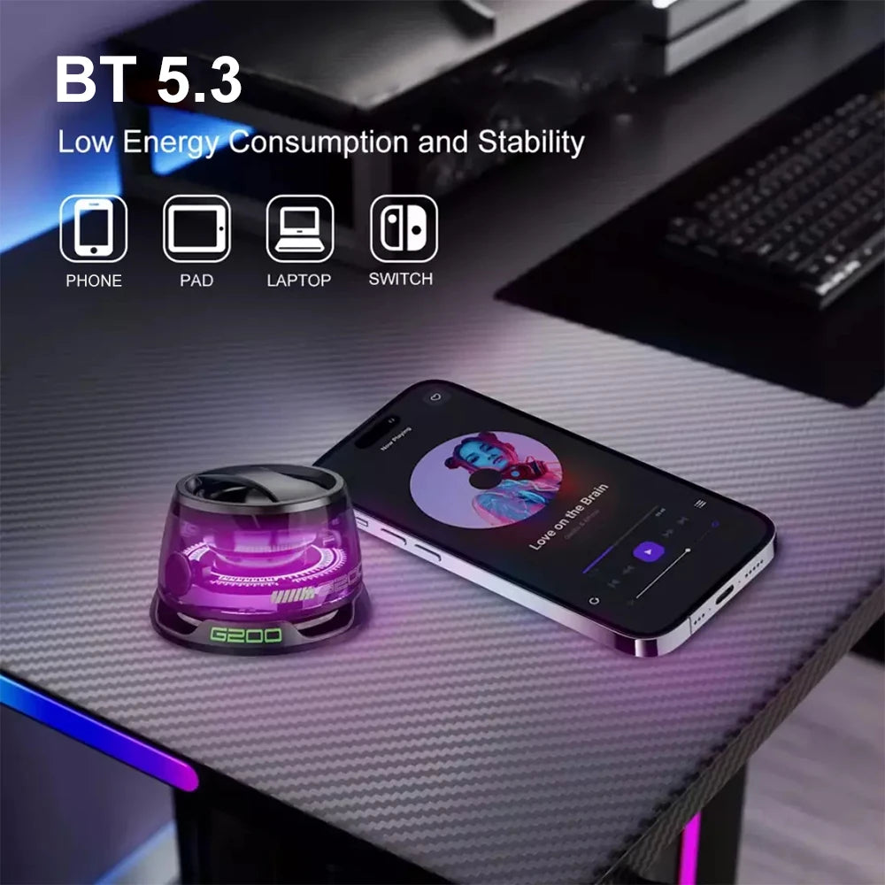 Outdoor Magnetic Bluetooth5.3 Speaker Wireless Portable Mini Travel Stereo Speaker with RGB Color Light and Phone Holder for Ios