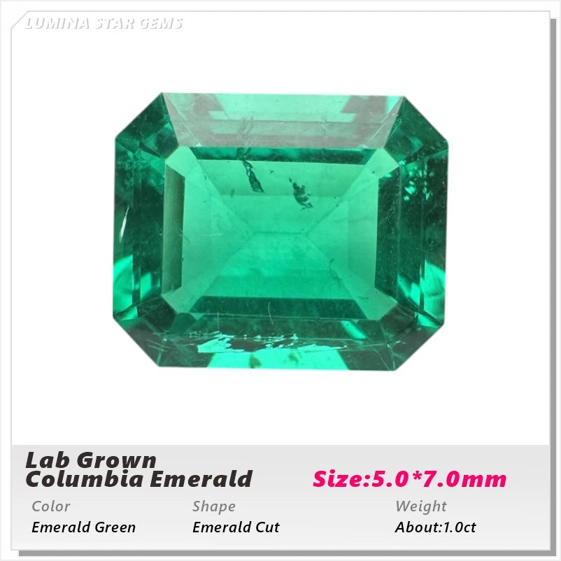 Lab Grown Colombian Emerald Stone High Quality Multiple Cuts Available Hydrothermal Hand-cutting Selectable AGL Certificate
