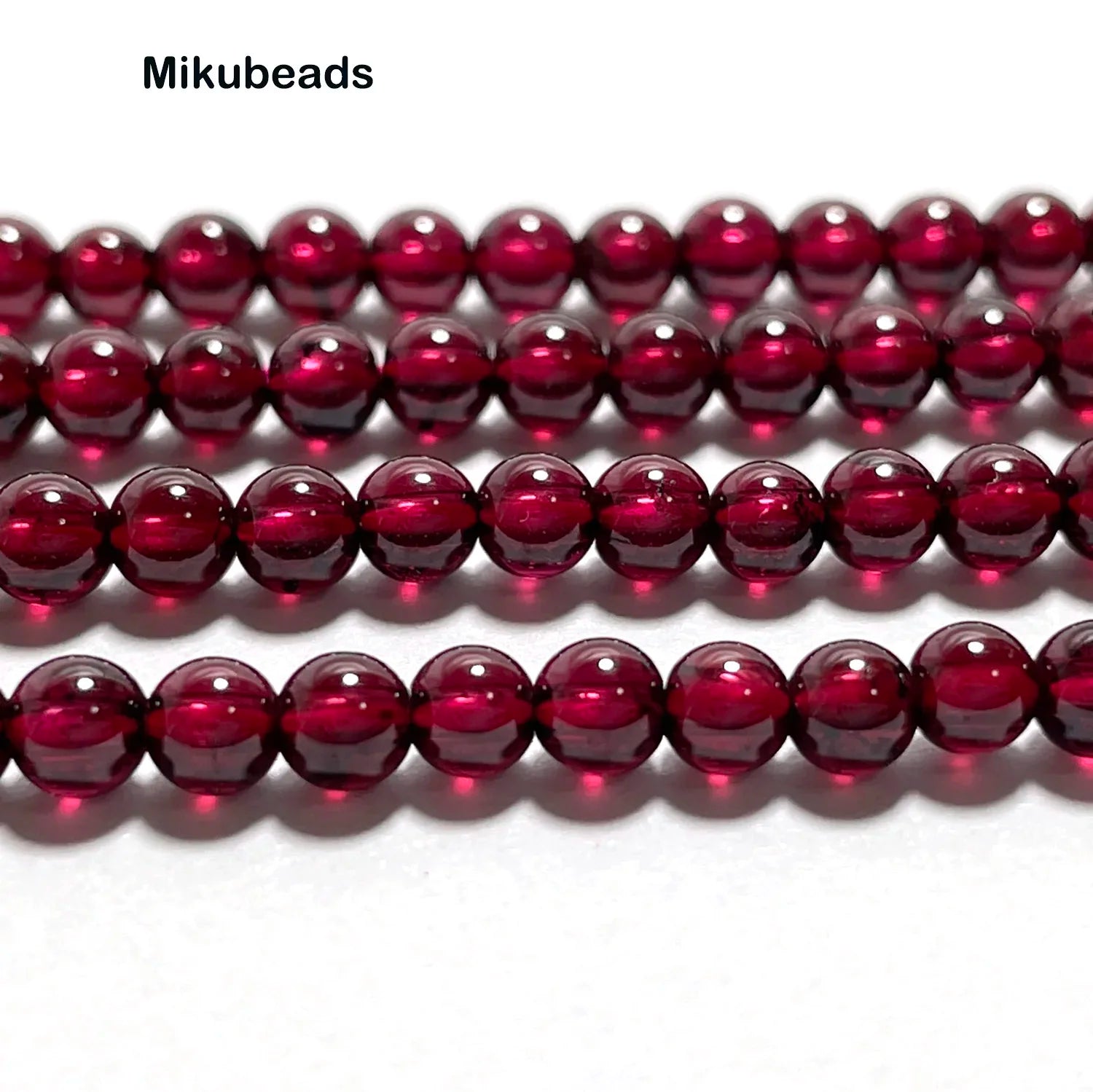 Wholesal Natural 4mm AAA Brazil Red Garnet Smooth Round Loose Beads For Making Jewelry DIY Stone Necklace Strand 15" Mikubeads