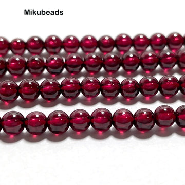 Wholesal Natural 4mm AAA Brazil Red Garnet Smooth Round Loose Beads For Making Jewelry DIY Stone Necklace Strand 15" Mikubeads