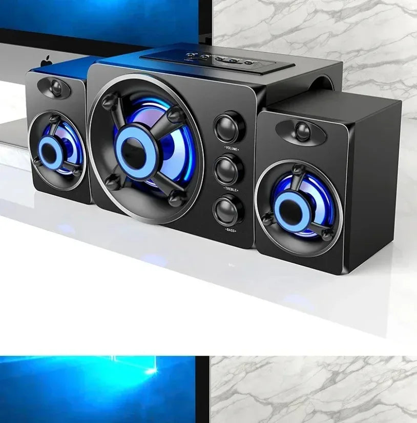 Upgrade HIFI 3D Stereo Speakers With LED Light AUX USB Wired Wireless Bluetooeh 5.0 Audio Home Theater Surround Sound Bar TV