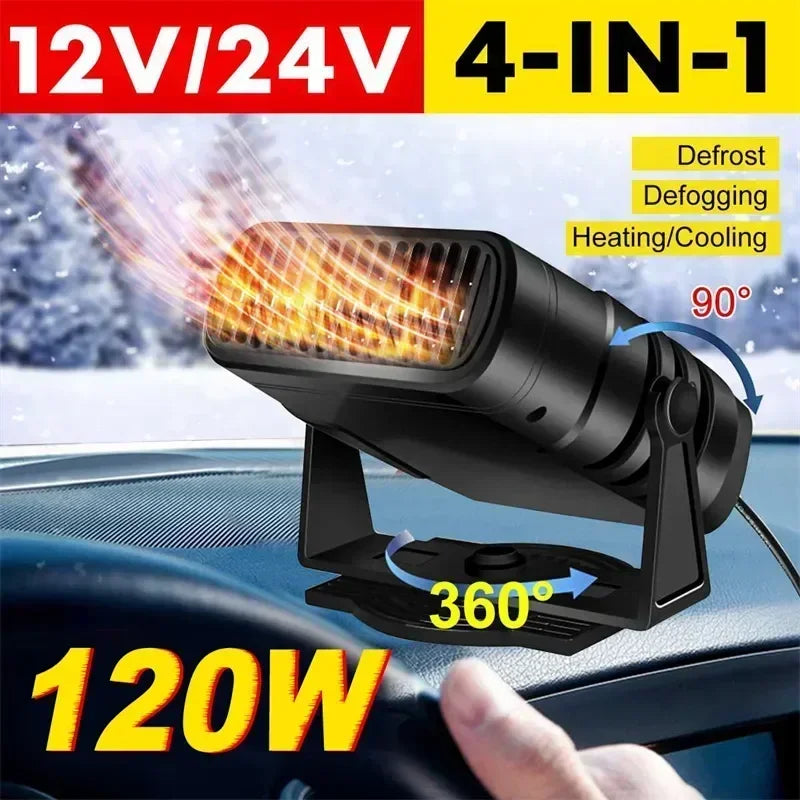 12/24V Car Heater 2 in 1 Car Cooling & Heater Fan Car Windshield Fast Heating Defrost Defogger Electric Heating Dryer Demister