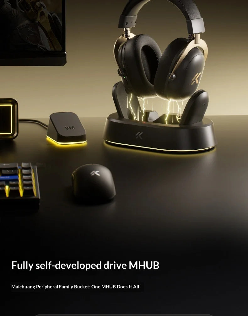 MCHOSE V9 Turbo Gaming Headset Support BT 2.4G Low Latency Wireless E-Sport Top Speed Connection with 2000mAh Magnetic Charging