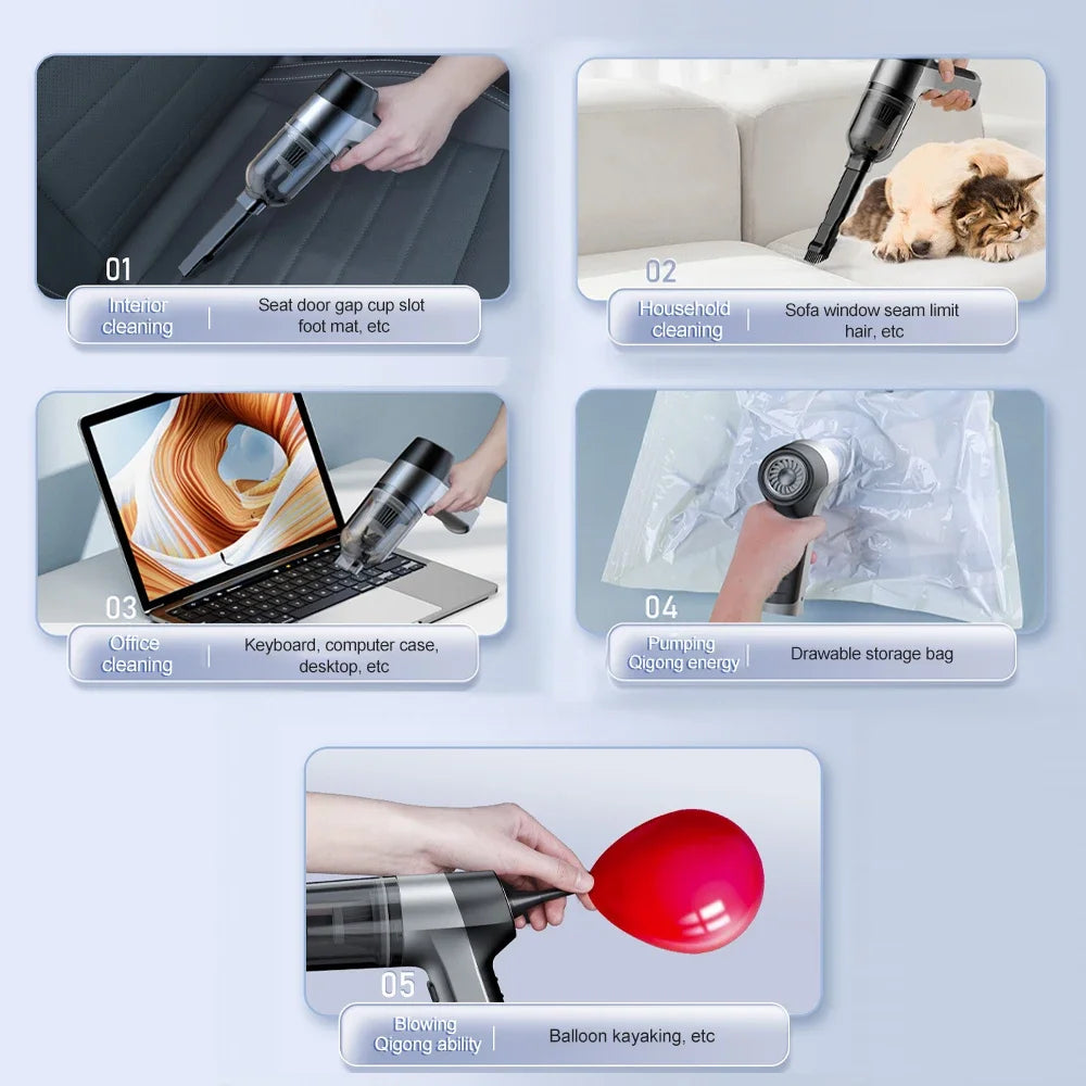Car Vacuum Cleaner 4 in1Wireless Vacuum Cleaner Duster Handheld Vacuum Pump For Home Portable Cordless StrongSuction Car Cleaner