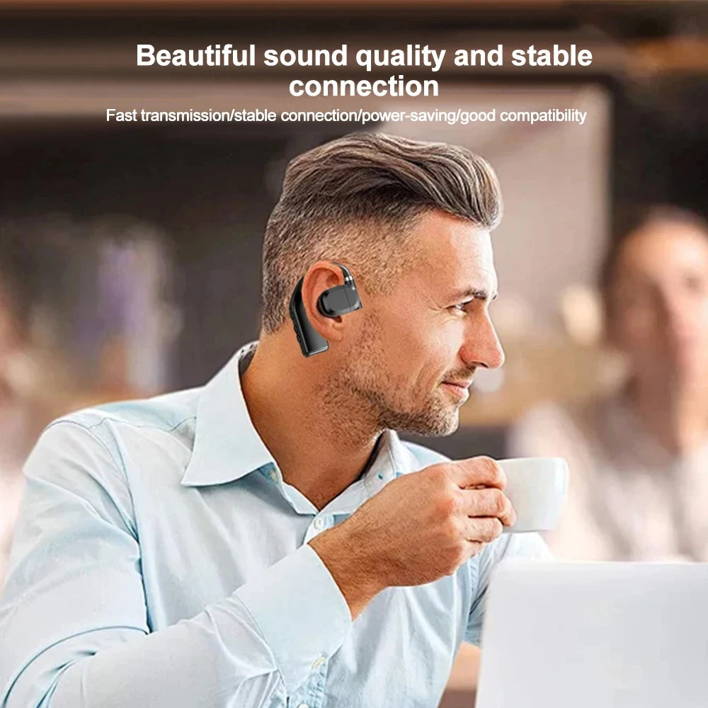LED Single Earphones Long Standby Business Headphones Waterproof Mono Headset Outdoor Call Bluetooth5.3 Wireless Earbuds