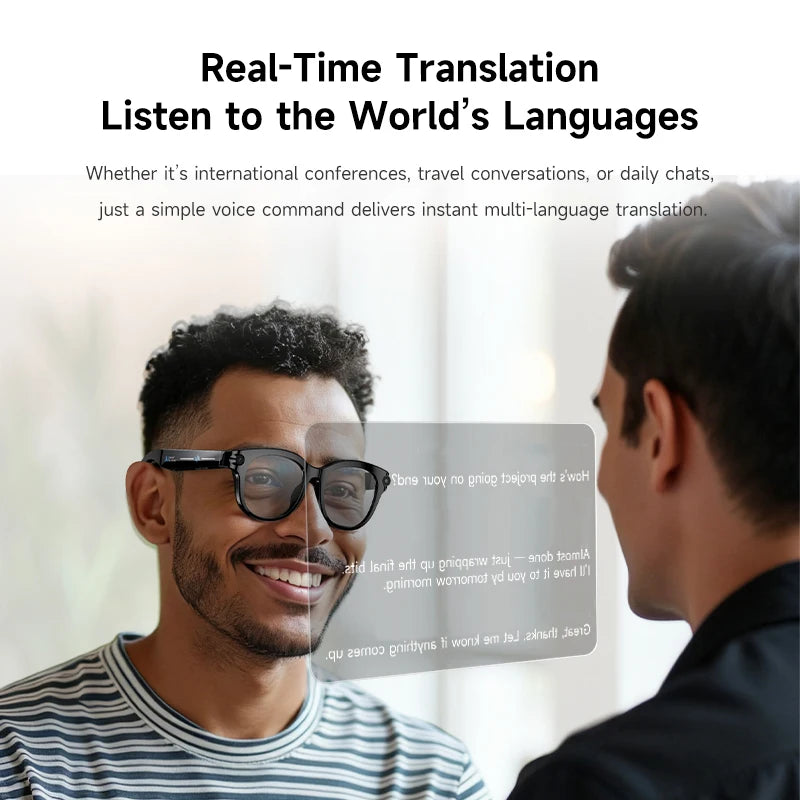 AI Smart Glasses Real-time Translation Dual Camera Bluetooth Call Sunglasses Shoot Audio Video Music Player Multifunctional Men