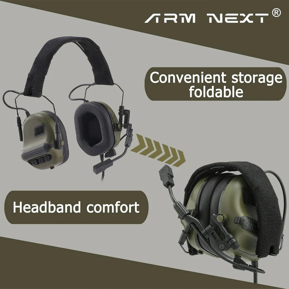 ARM NEXT F10 Tactical Headset Hunting Shooting Noise Cancelling Headphones with Brackets Fit for Wendy M-LOK ARC Helmet