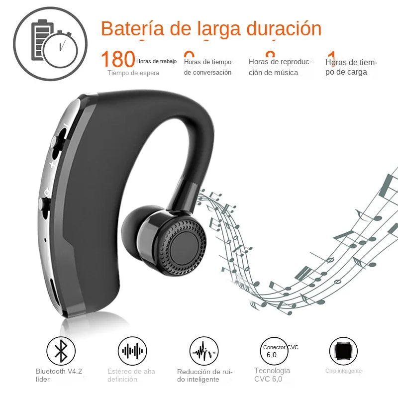 Wireless Earphones One Ear Bluetooth Headphones V9 TWS In-Ear EarHooks HiFi Mini Handsfree Car Calls Headset With Microphone