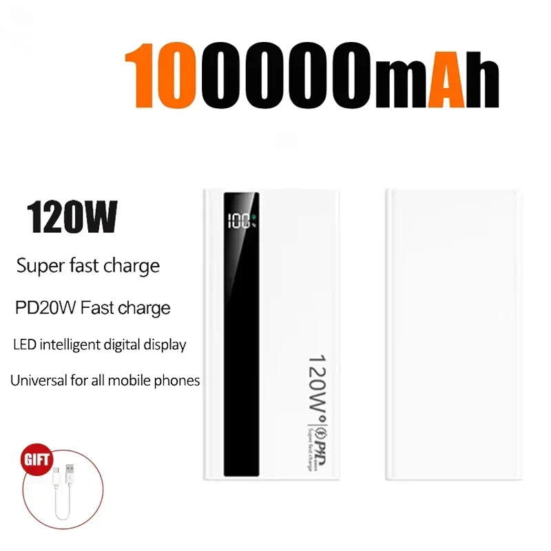 500000mAh 120W Power Bank Большая емкость Супер быстрая зарядка батареи Зарядка