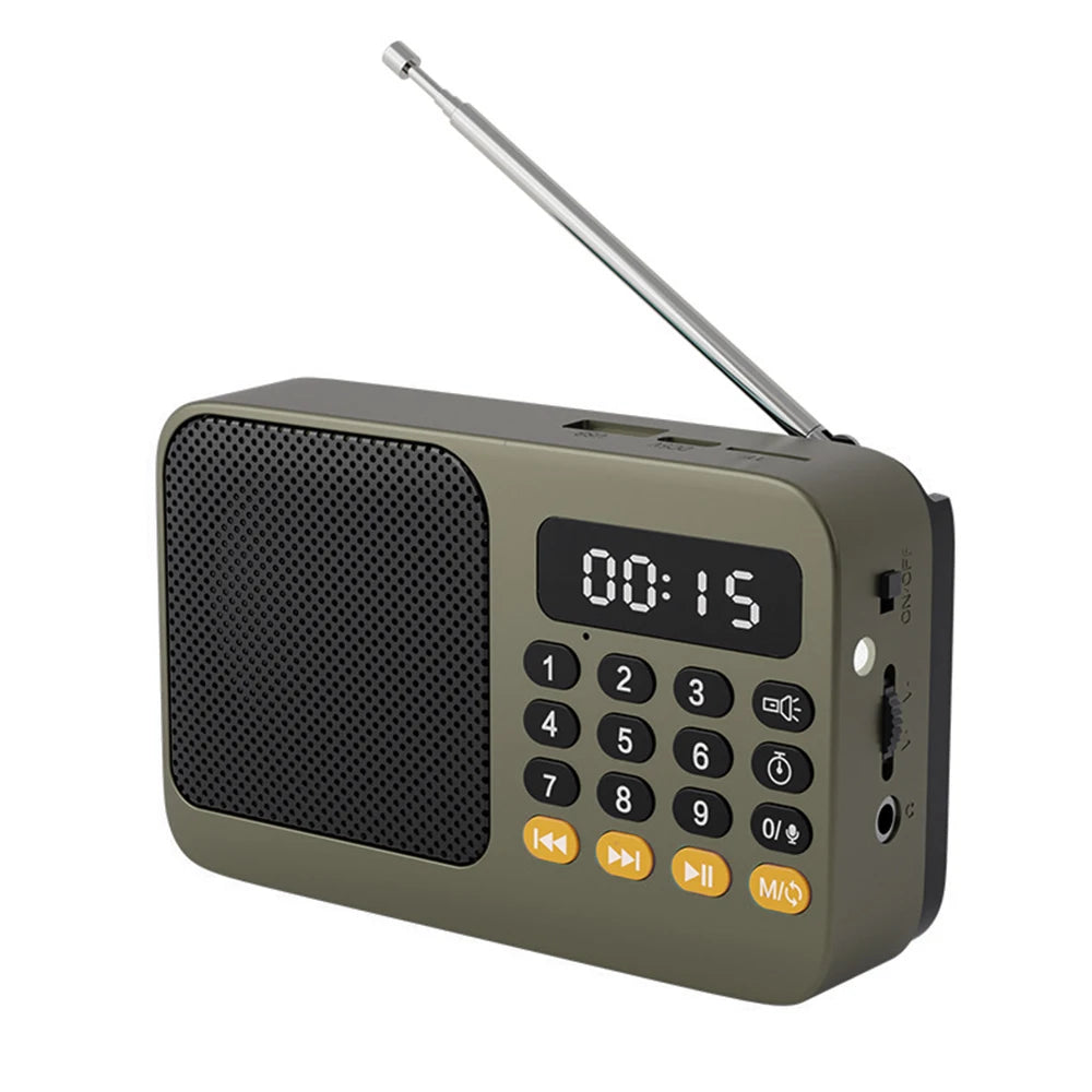 Bluetooth 5.0 FM Radio Portable Speaker with LED Light Support Recording TF Card USB Play Wireless Speaker Radio FM Receiver