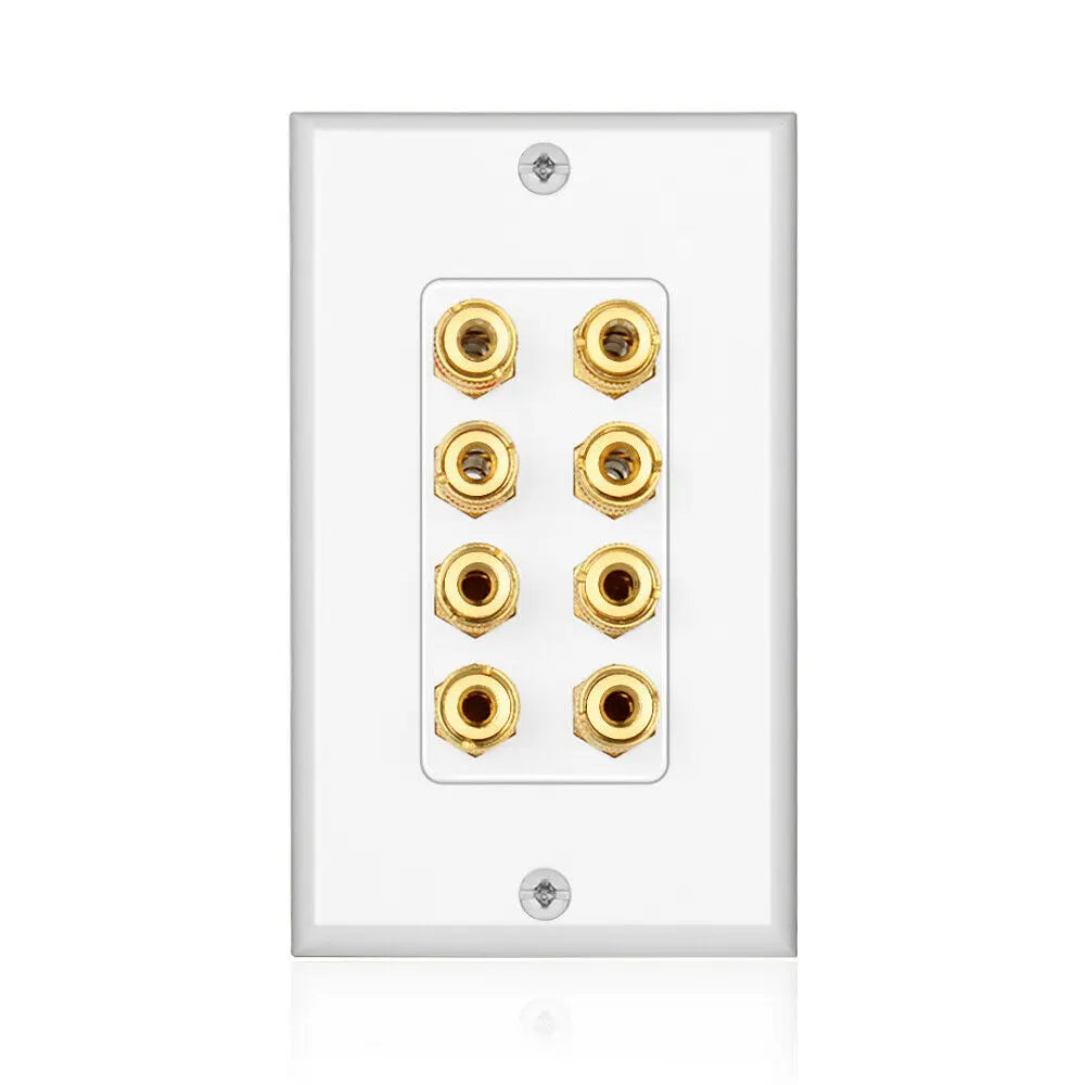 N33R_8 Posts Speaker Home Theater Wall Plate Audio Panel for 4 Speakers