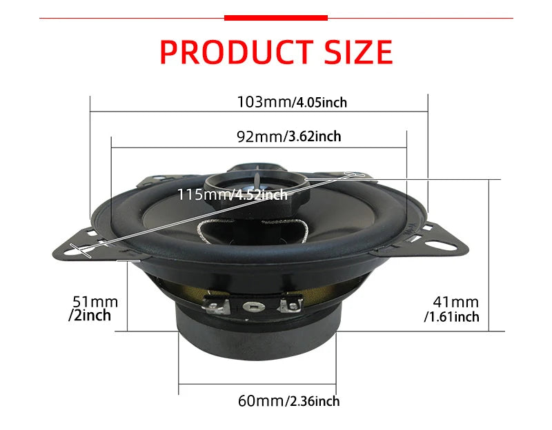 2pcs (2X280W) 560W Premium 4-Inch HiFi Car Speakers - HD Audio, 4.0 Surround, App Control, Universal Flush Mount