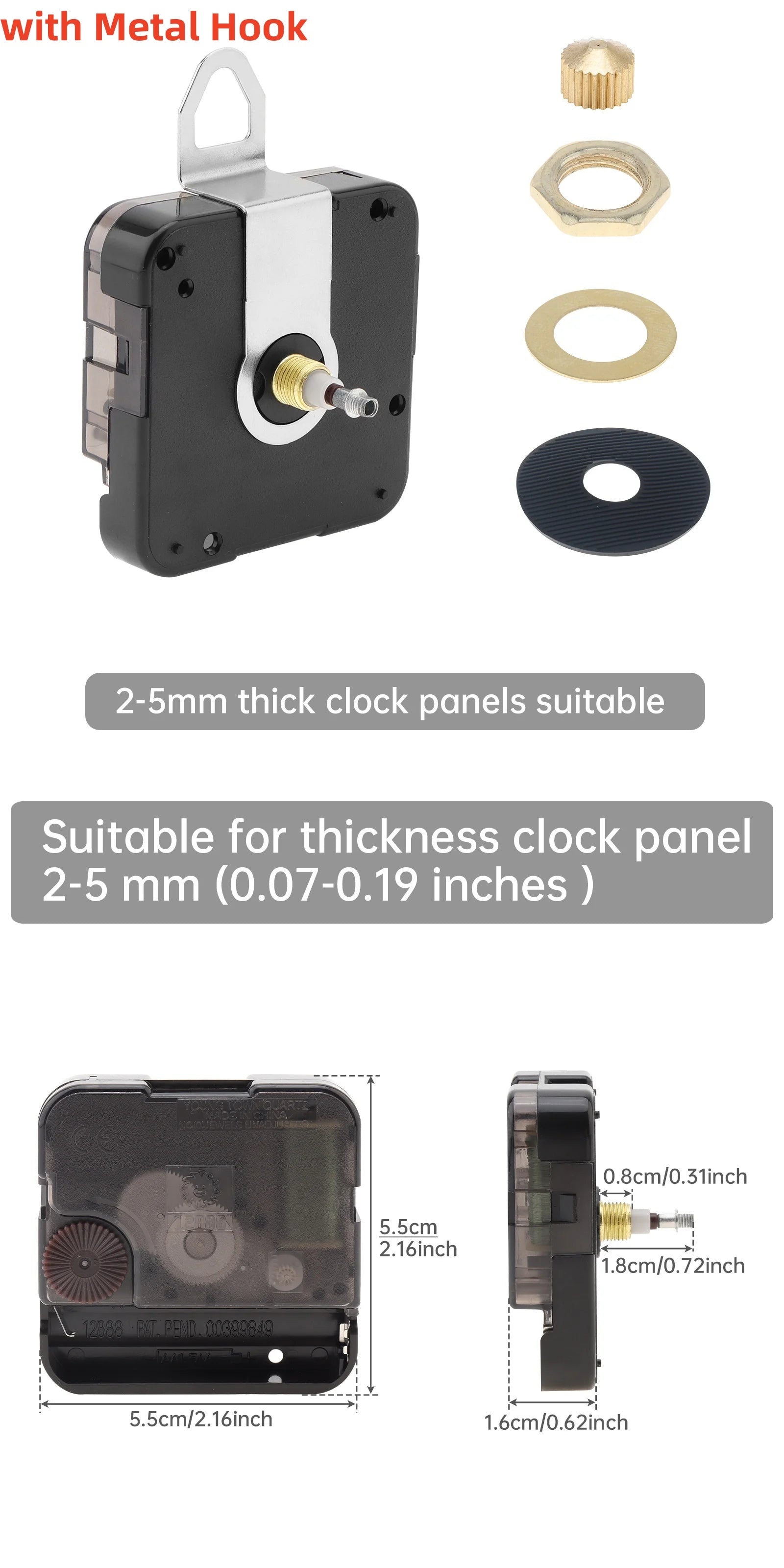 Quartz Battery Operated Silent Wall Clock Movement Mechanisms for DIY / Repair, Clock Parts Replacement