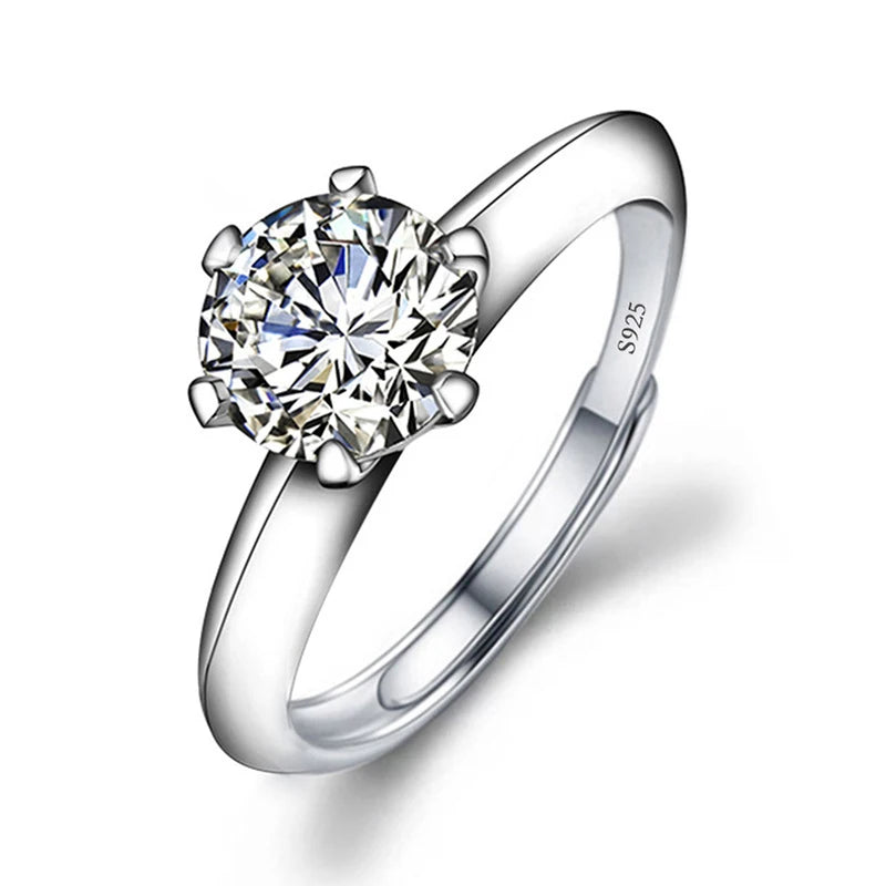 Moissanite Engagement Finger Rings Inlaid Diamond Open Ring For Women 925 Silver Promise Wedding Adjustable Rings Fine Jewelry