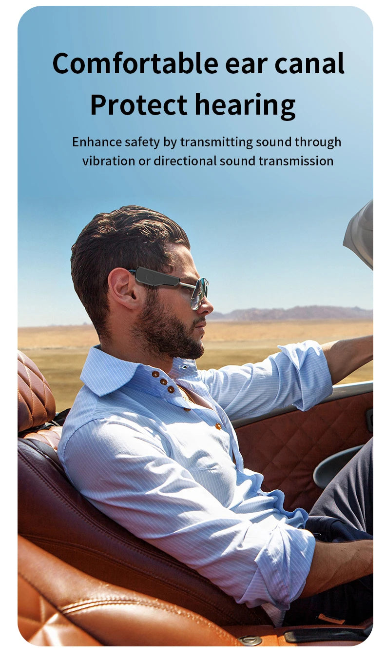 Wireless Headphones for External Glasses Headphones Bluetooth 5.3 Stereo Headset Noise Reduce Handsfree Call Touch Headset