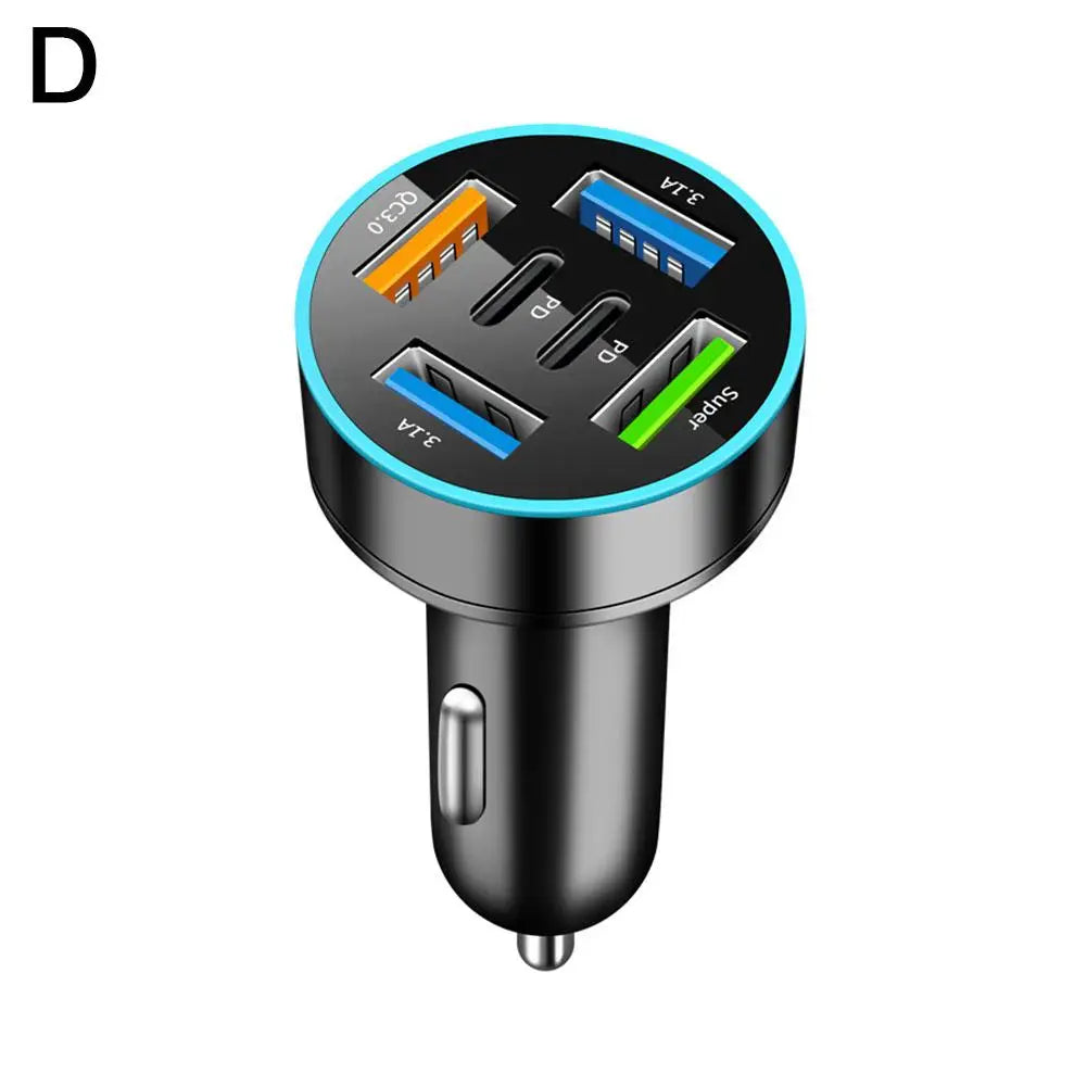 New Digital Display Car With 4usb Car Charger 66w Fast Charging Car Mobile Phone Adapter PD Mobile Phone Charging Head