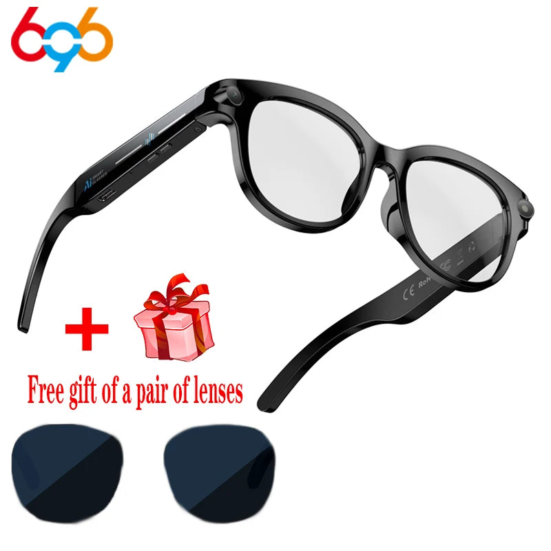 AI Smart Glasses Real-time Translation Dual Camera Bluetooth Call Sunglasses Shoot Audio Video Music Player Multifunctional Men