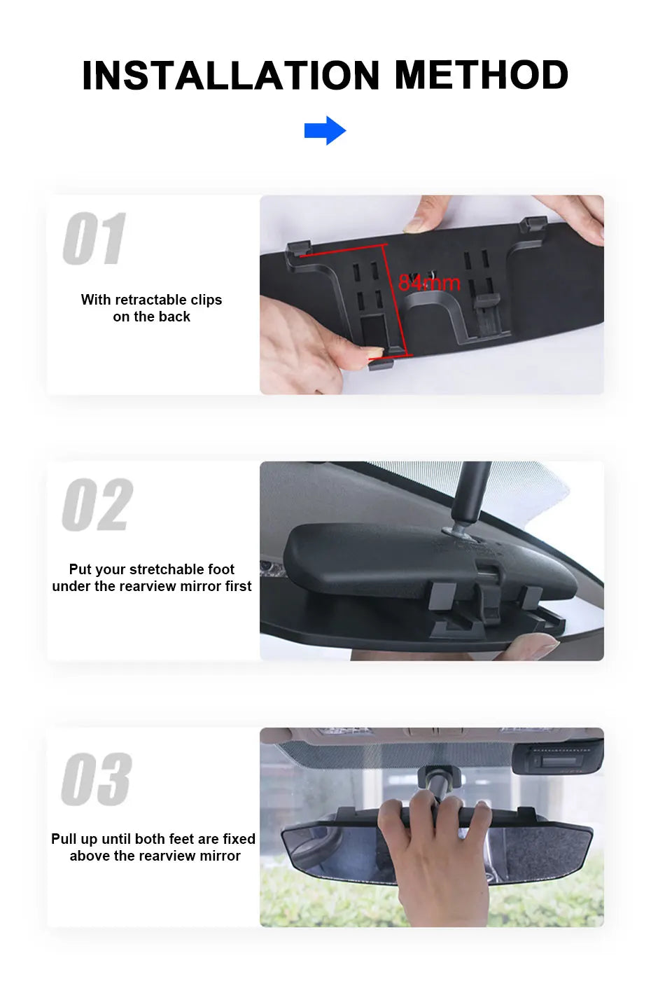 SEAMETAL Car Baby Mirrors Interior Rear View Mirror Wide Angle Convex Rearview Mirror Anti Glare Large Vision Auxiliary Monitor
