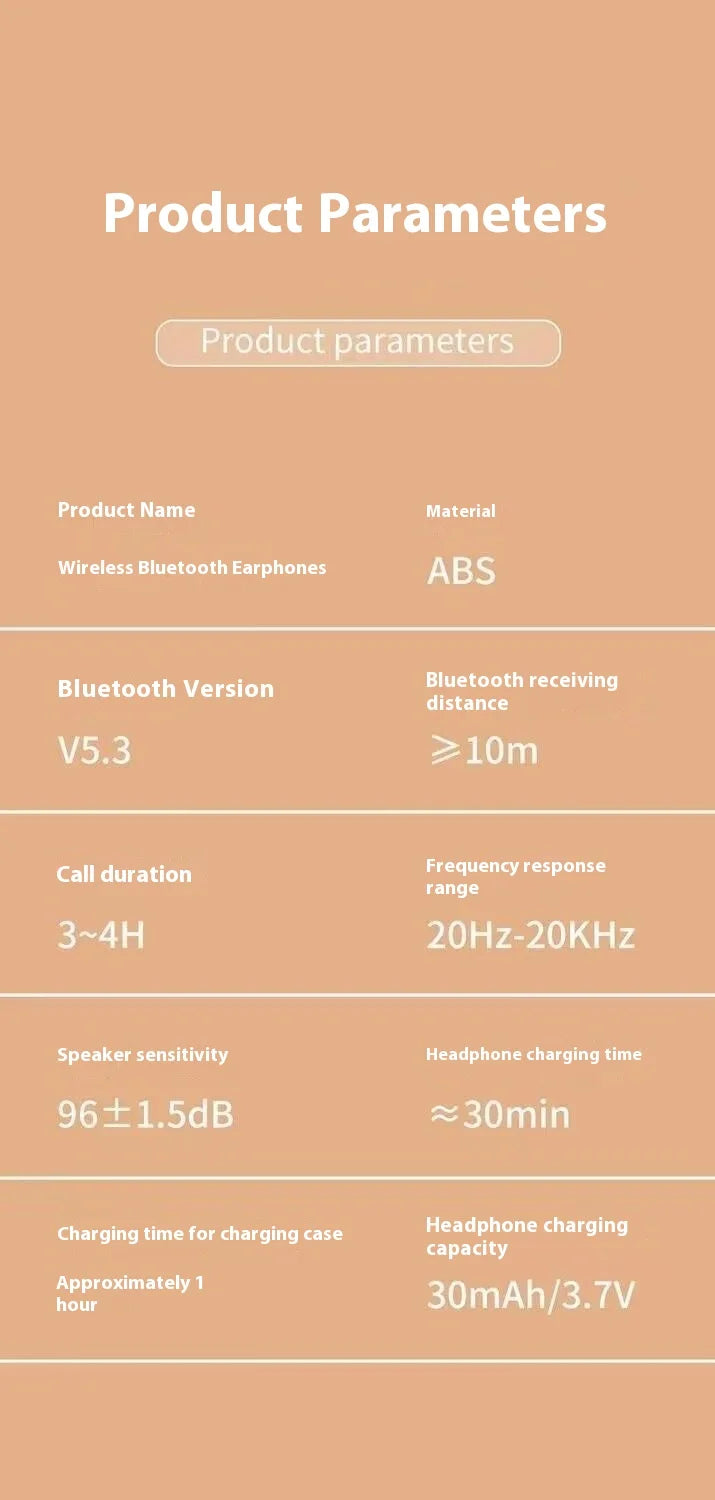 Mini Earphones Wireless Bluetooth Earbuds Long-Lasting TWS Noise Cancellation Headphones Extended Battery Life With Mic