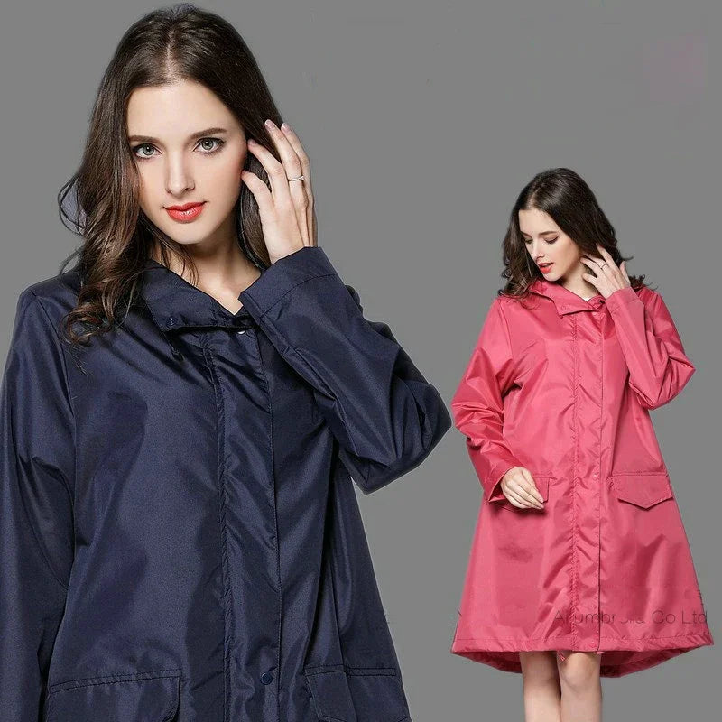 Fashion Women Lightweight Poncho Waterproof Long Raincoat Men Adults Outdoor Windproof Rain Coat Jacket Hiking Rainwear