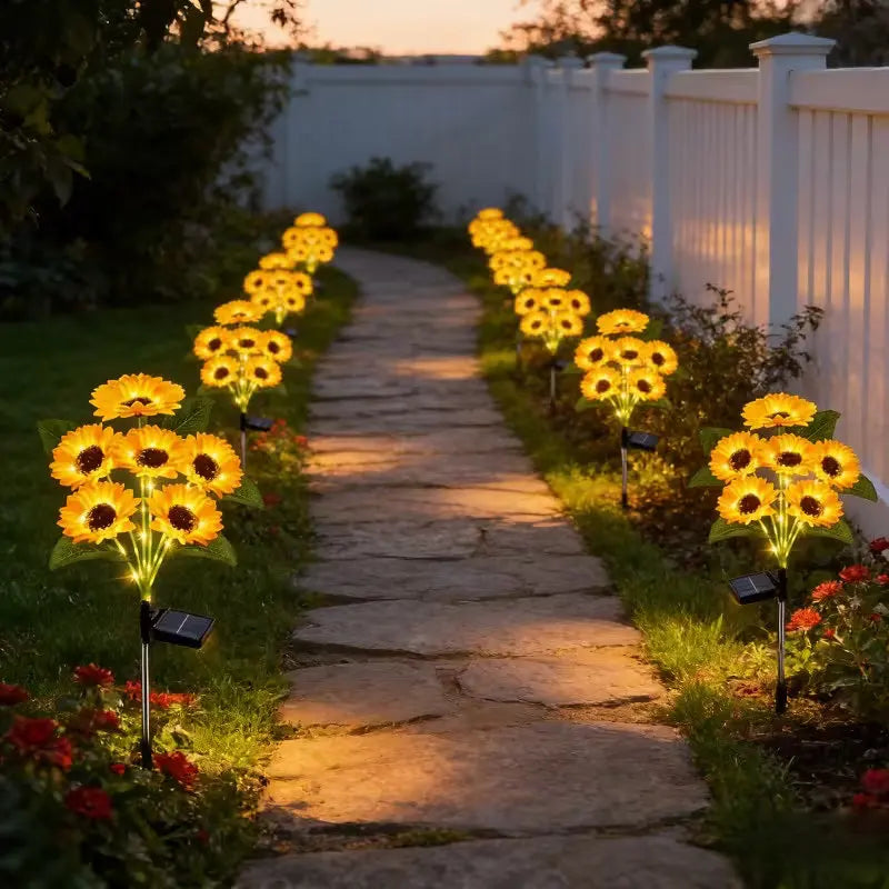 Solar Lawn Stake Lights Outdoor Waterproof Sunflower Fairy Lights Gift for Women Mom Grandma Light for Yard Patio Lawn Pathway