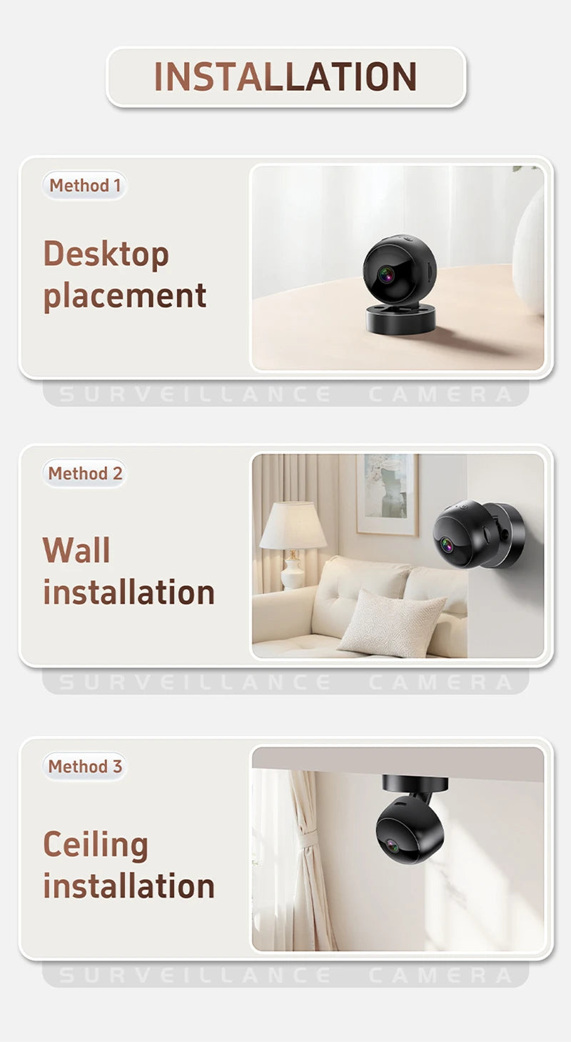 S2 Mini Camera WiFi Wireless Security 360° Protection Remote Monitor Camcorders Night Vision Video Smart Home HD Camera