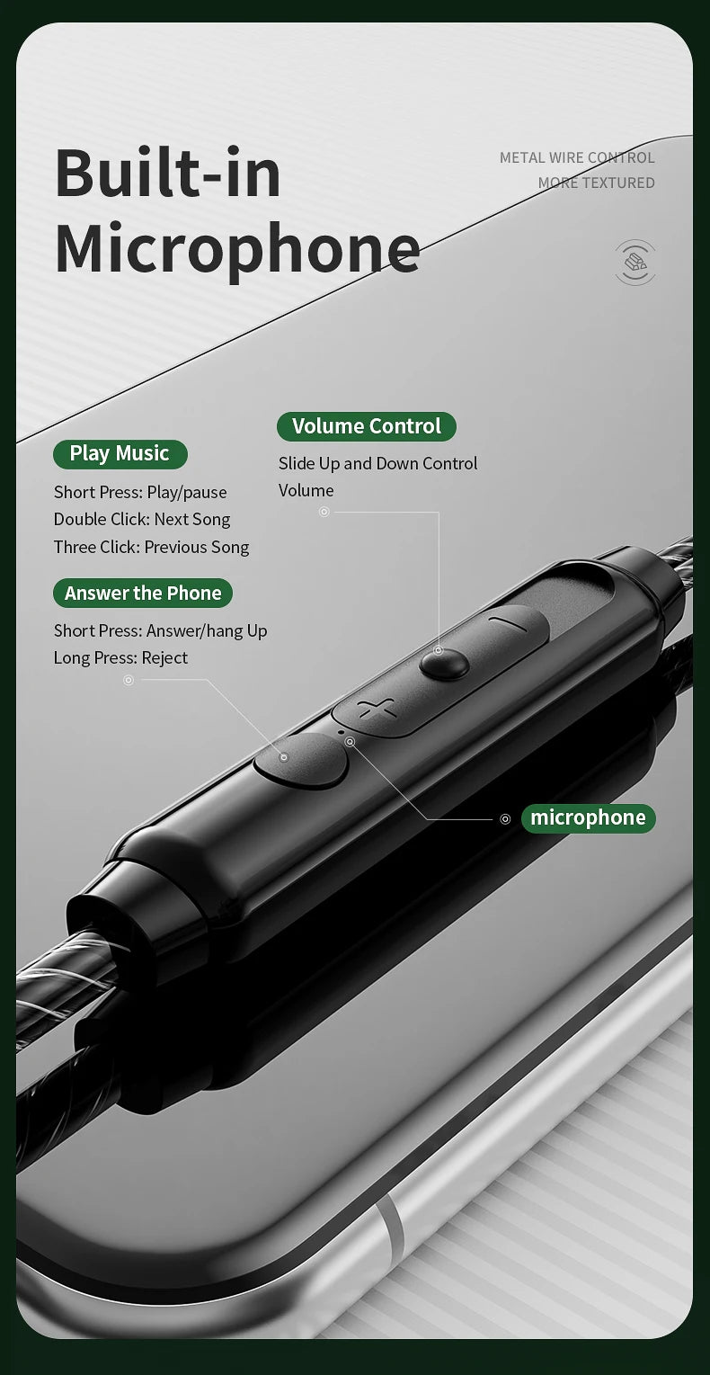 Hifi Wired Earphone Bass Headphones Noise Reduction Sport Earphones 3.5mm Wired Gaming Headset for Redmi Note 8 Umidigi A5  Pro