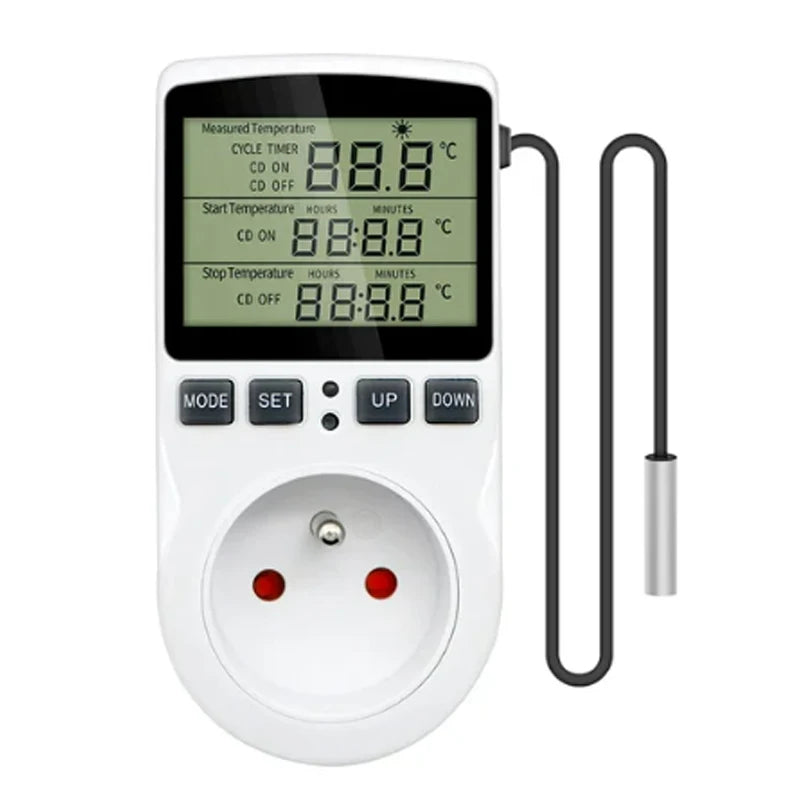 Timer Socket Digital Thermostat 220v Temperature Controller Socket Outlet With Timer Switch Cooling Heating Temperature Sensor