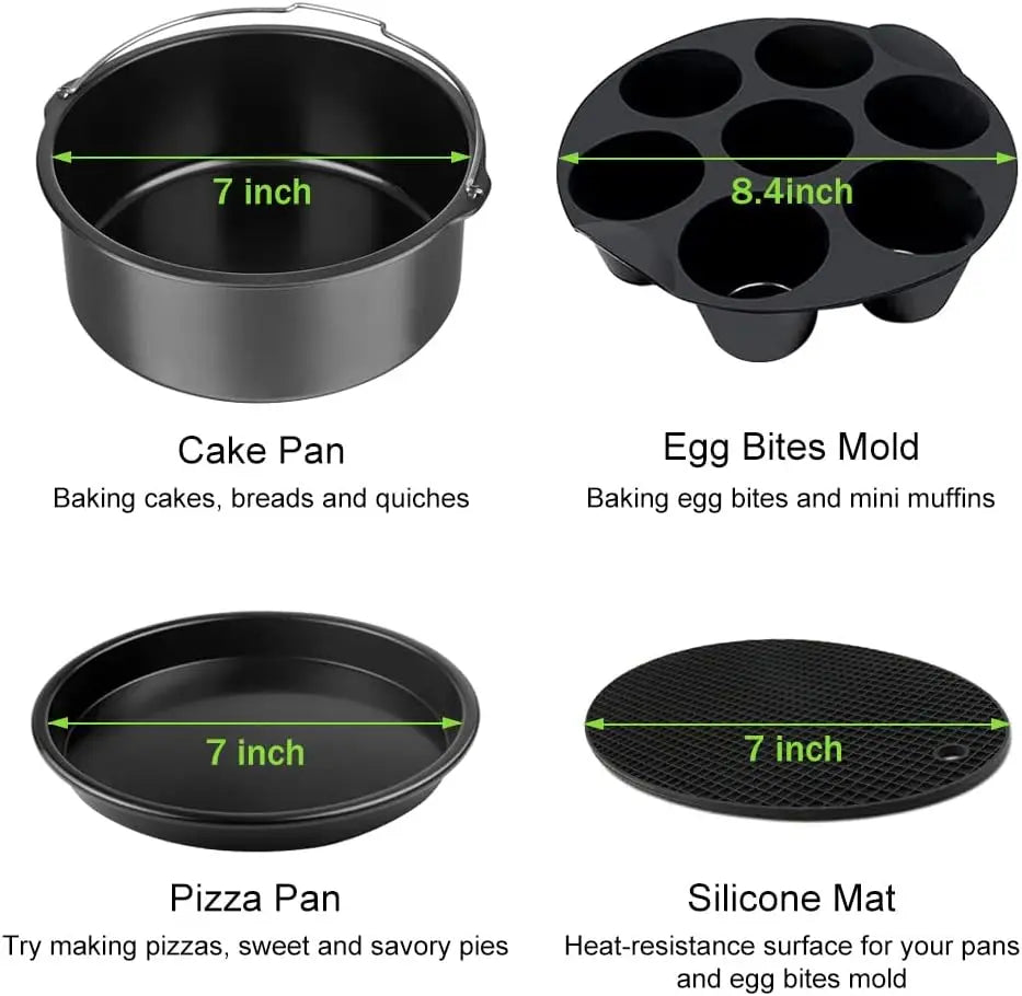 Air Fryer Accessory Set - 12 Pieces Compatible With 4, 4.2, 5, 5.5, 5.8 QT Gowise, Cosori, Phis, Ninja, Cozyna Air Fryers