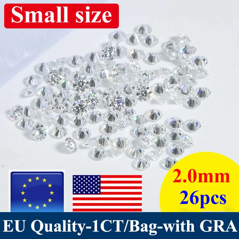 [ New EU Quality ]  1CT Small Size Moissanite Loose Stone Hand Cutting D Color 0.7mm-14mm Certified Moissanite Diamond