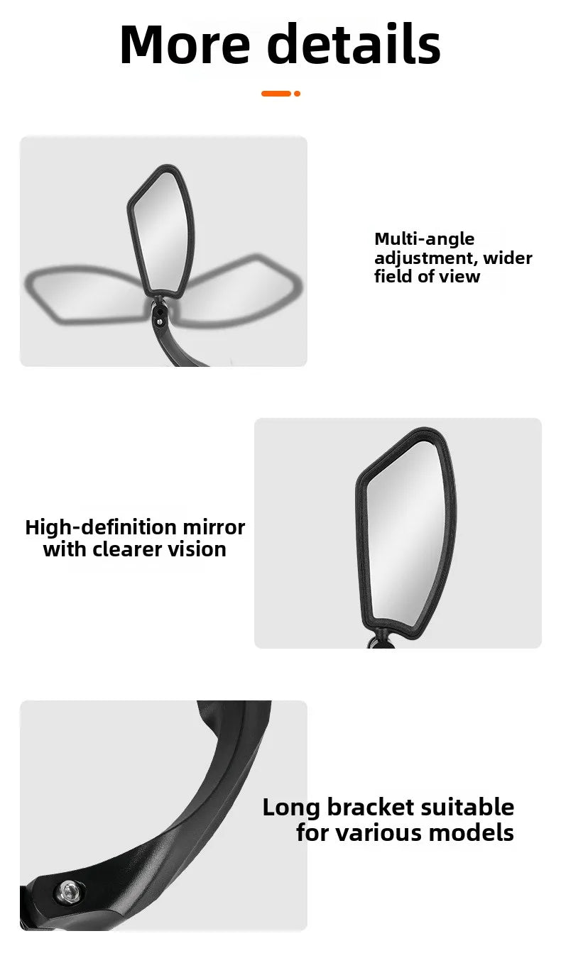 Stainless Steel HD Lens Bike Rear VIew Mirror 360° Rotatable MTB Rear Mirror Widen Big View Road Bicycle Mirror Bike Accessories