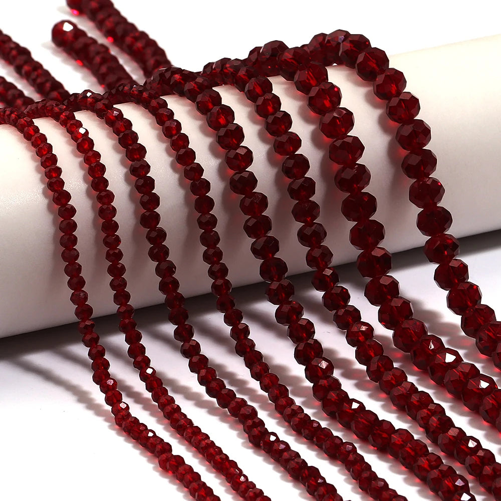 1strand/lot Pomegranate Red Faceted Crystal Beads Abacus Glass Beads Loose Beads For Jewelry Making DIY Necklace Bracelet