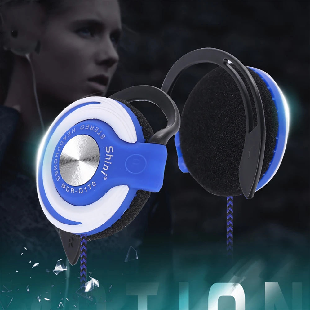 3.5mm Wired Headphones Heavy Bass Headset Over-ear Adjustable Ear Hook Earphones Music Earphone for Phone