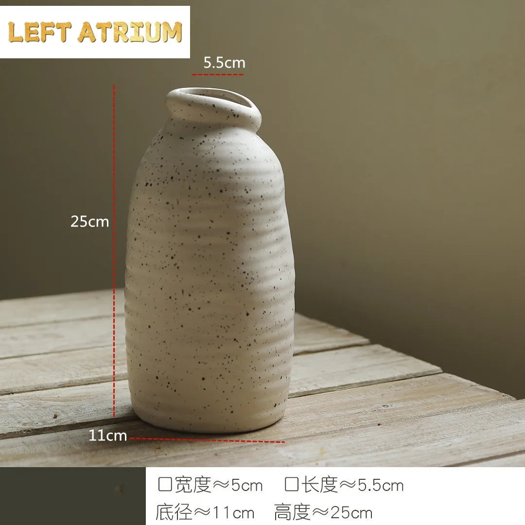 Stoneware Vase Ornaments Dried Flowers Flower Table Ceramic Flower Utensils Simple Modern Creative Home Interior Soft Decoration