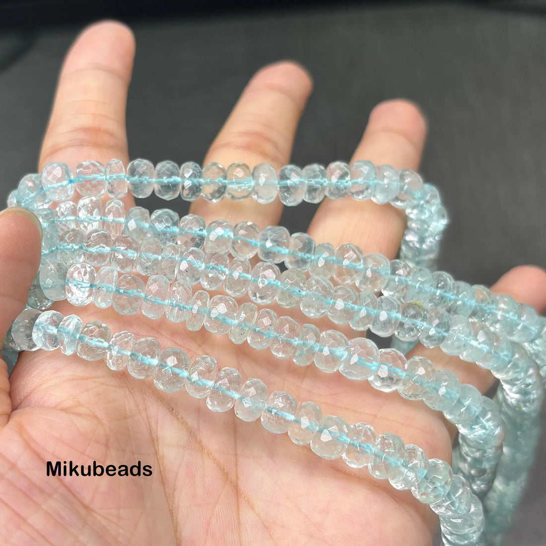 Wholesale Natural 4-9mm Blue Topaz Faceted Rondelle Round Loose Beads For Making Jewelry DIY Necklace Bracelet Mikubeads