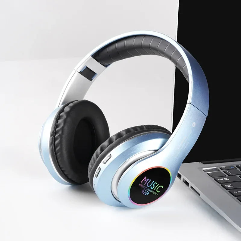 Wireless Bluetooth 5.0 Headphone With Microphone On-Ear Headset Stereo Sound Earphones Sports Office Foldable Headphones Game