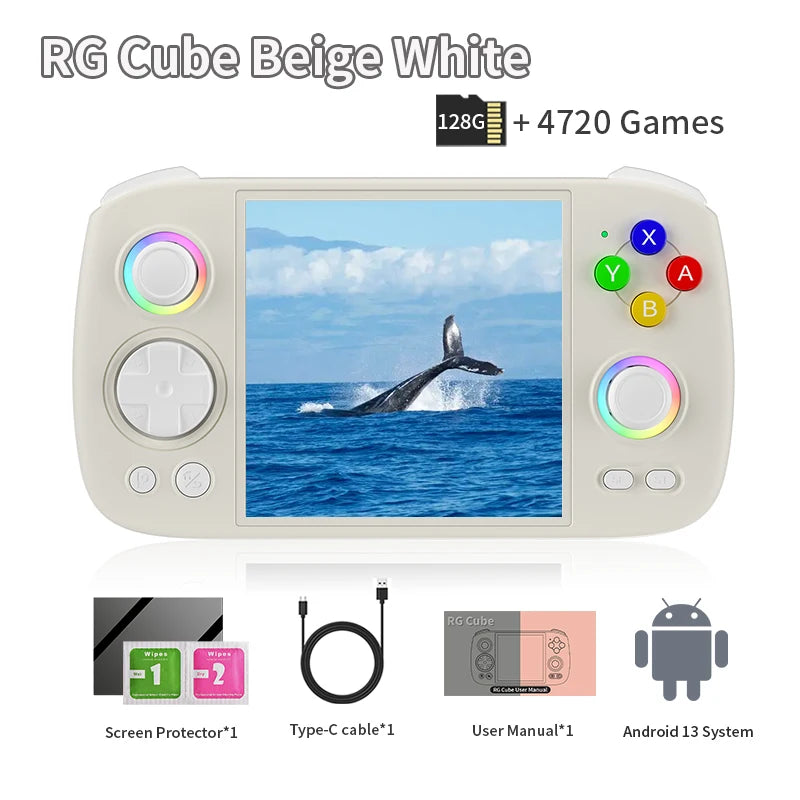 Anbernic RG Cube Handheld Game Console 3.95'' IPS Multi-touch Screen T820 Android 13 RGB Joystick 5200mAh Video Gaming Consoles
