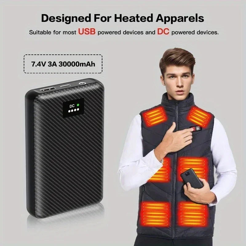 Powerbank 40000mAh Portable Heating Mobile Power Supply for Heating Vest Jacket Gloves Electric Heating Equipment DC Power Bank