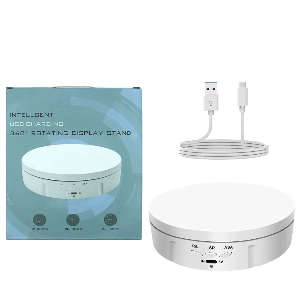 Motorised Rotating Mirror Display Stand,360 Degree Turntable, Jewellery Holder,USB Power Supply, Rotating Shooting, Three Speeds