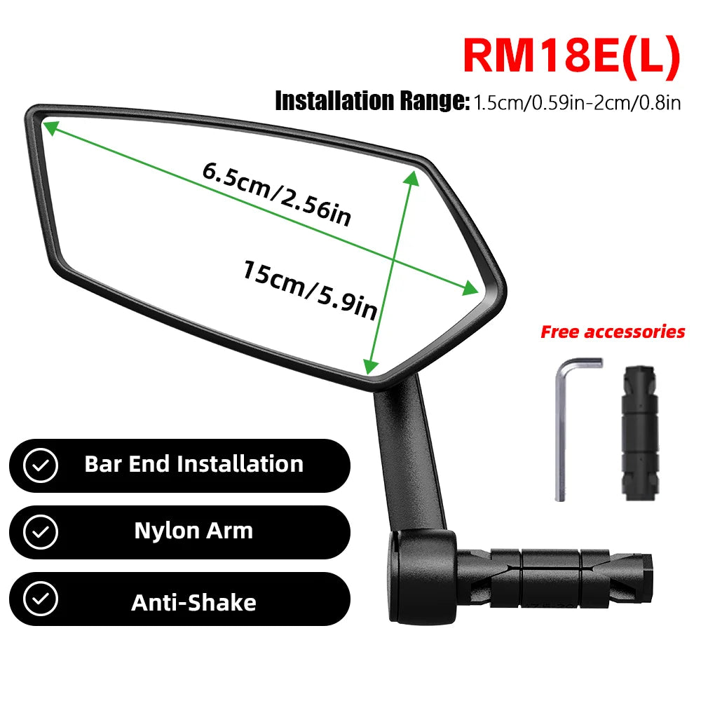 RBRL Bike Mirror Anti-shake Bicycle Side Mirror Durable 360 Rotatable Extended Rearview Mirrors for MTB Electric Bike