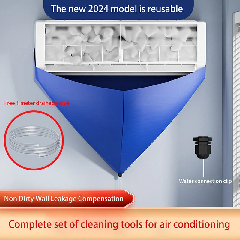 Air Conditioner Cleaning Bag with Pipe Ac Cleaning Kit Cleaner Cover Waterproof Home Air Conditioning Filter Washing Aircon Tool