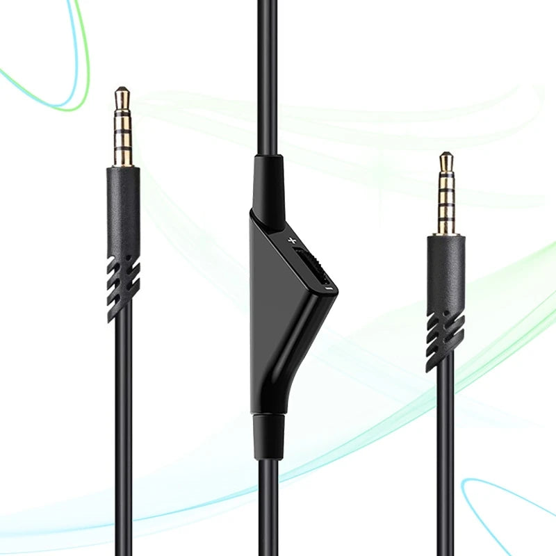 Replacement Black Audio Cable for Logitech Astro A10 A30 A40 A40TR Headphone Accessories Extension Cord with Mute Volume Control
