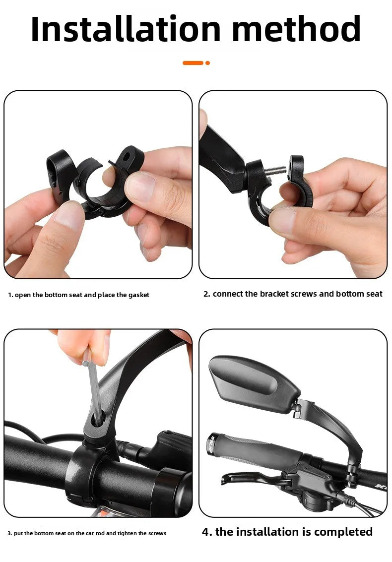 Stainless Steel HD Lens Bike Rear VIew Mirror 360° Rotatable MTB Rear Mirror Widen Big View Road Bicycle Mirror Bike Accessories